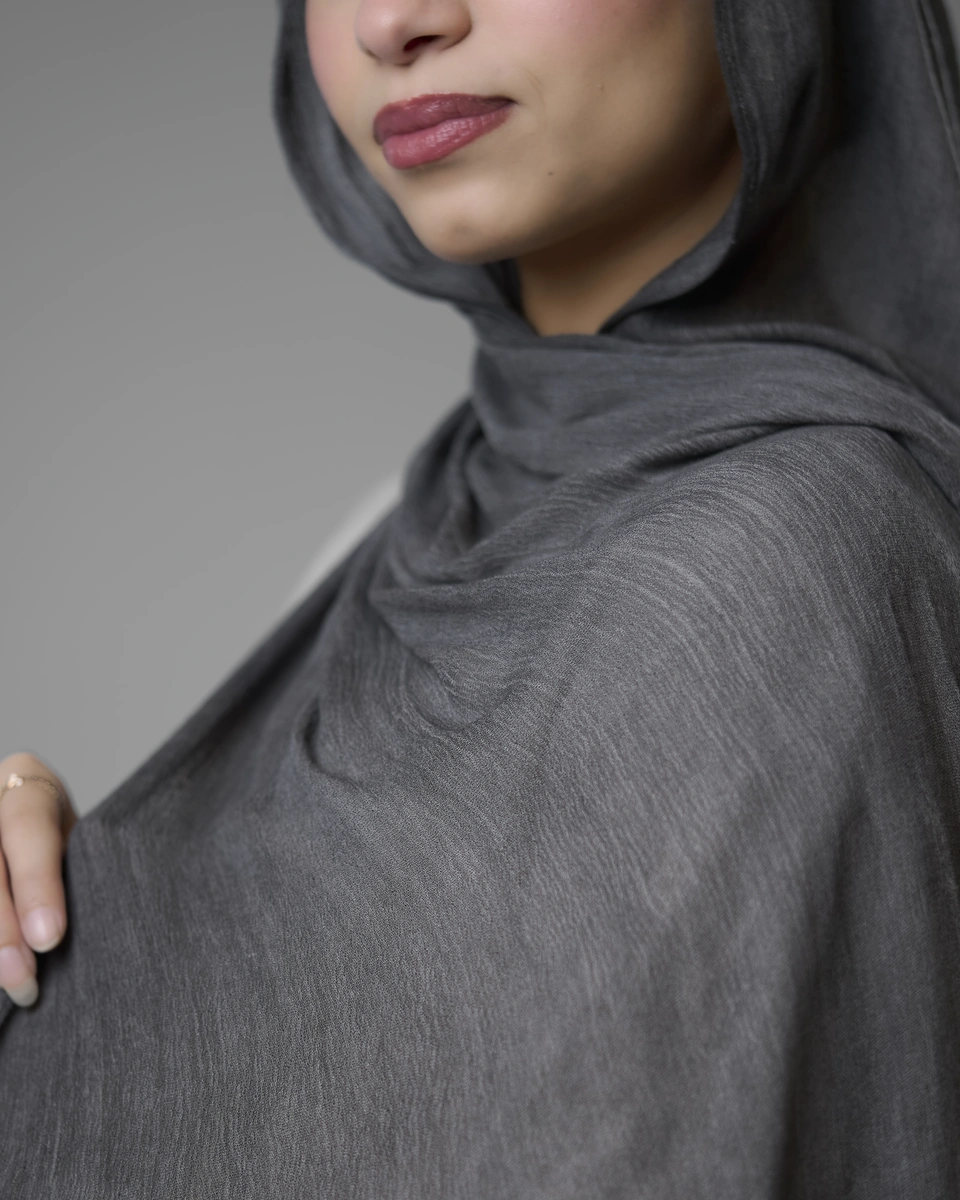 Ruffled Hijab – Dark Grey