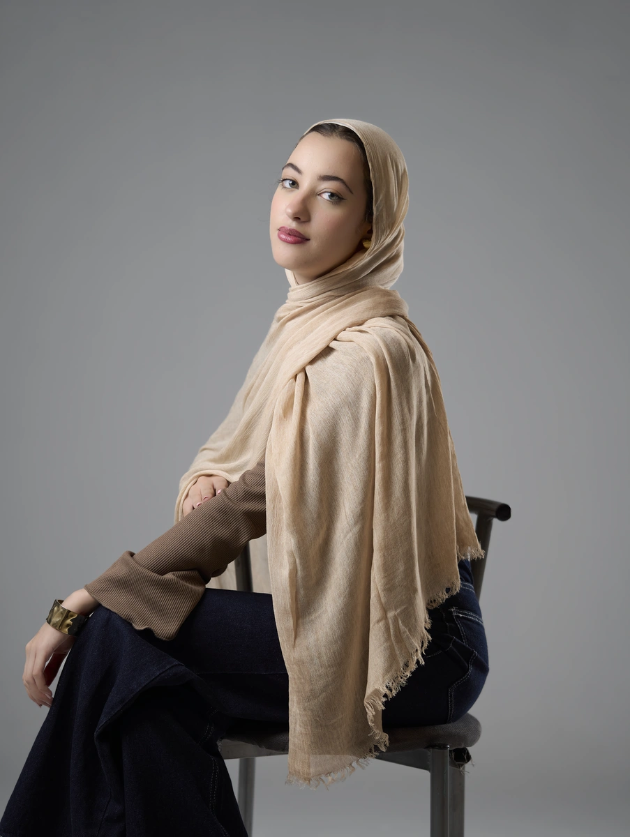 Ruffled Hijab – Beige