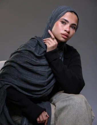 Ruffled Hijab – Dark Grey
