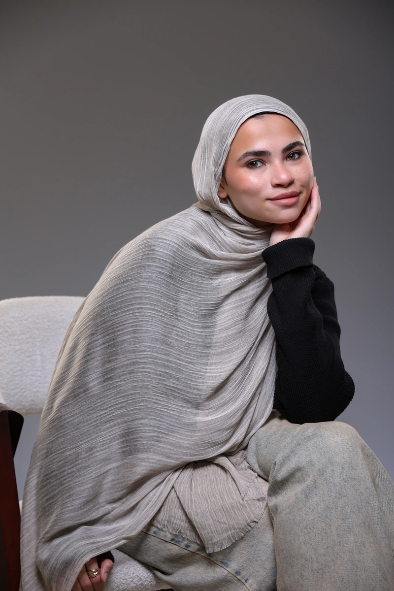Ruffled Hijab – Warm Beige - Image 2