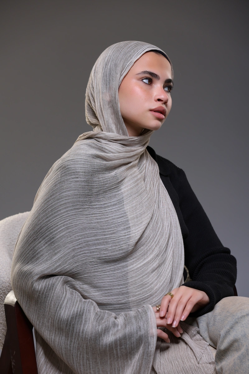 Ruffled Hijab – Warm Beige - Image 4