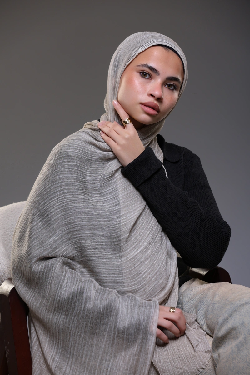 Ruffled Hijab – Warm Beige - Image 3