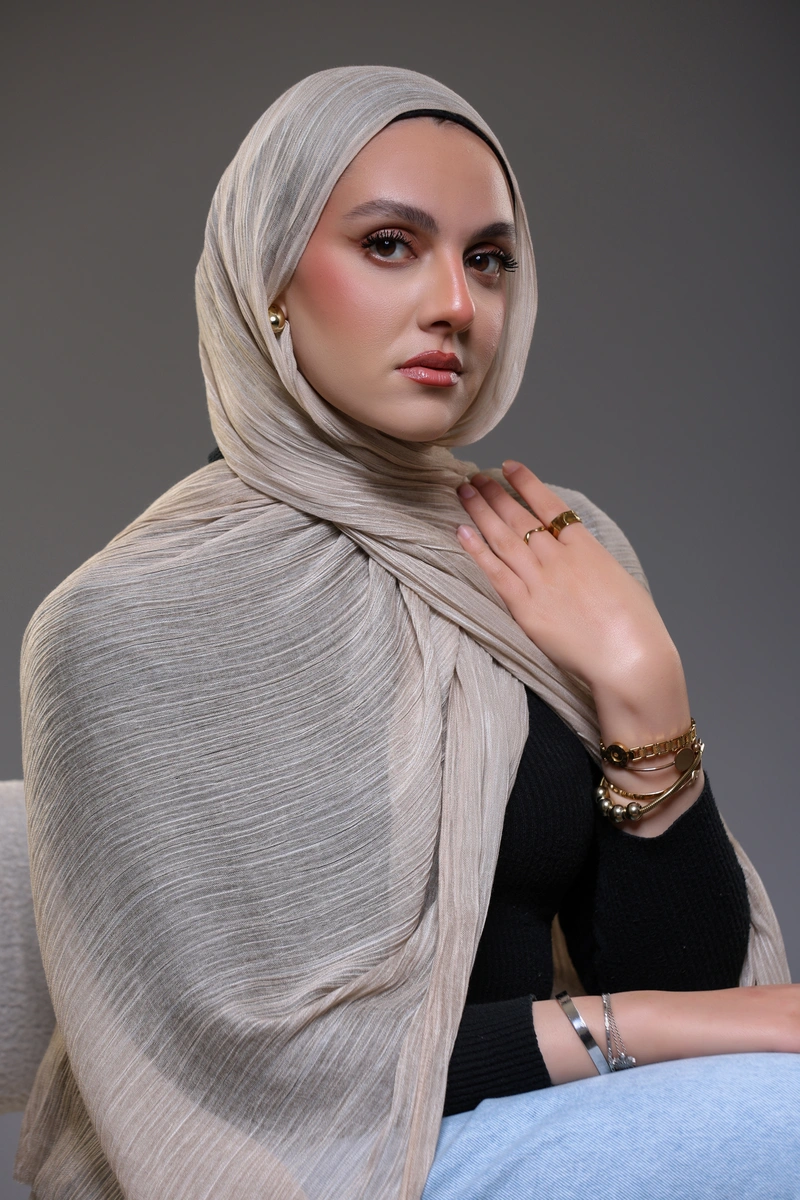 Ruffled Hijab – Beige