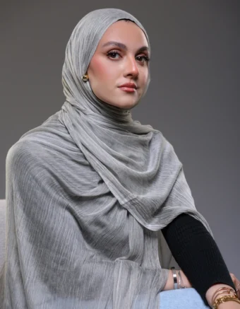 Ruffled Hijab – Silver Grey