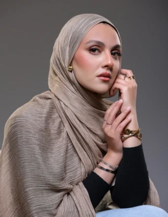 Ruffled Hijab – Golden Beige