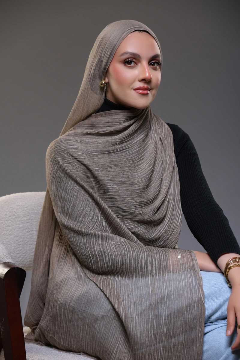 Ruffled Hijab – Latte - Image 4