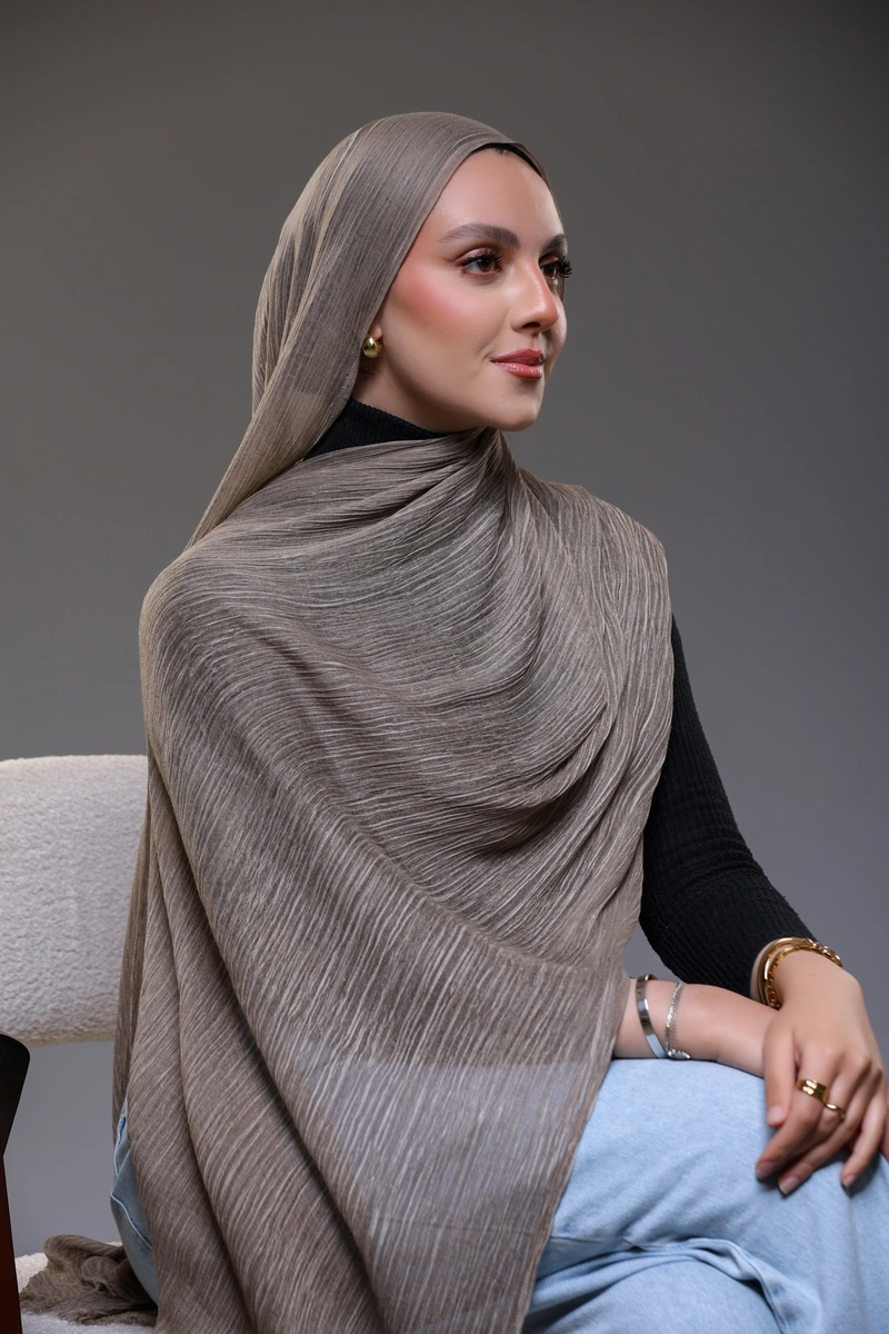 Ruffled Hijab – Latte - Image 2