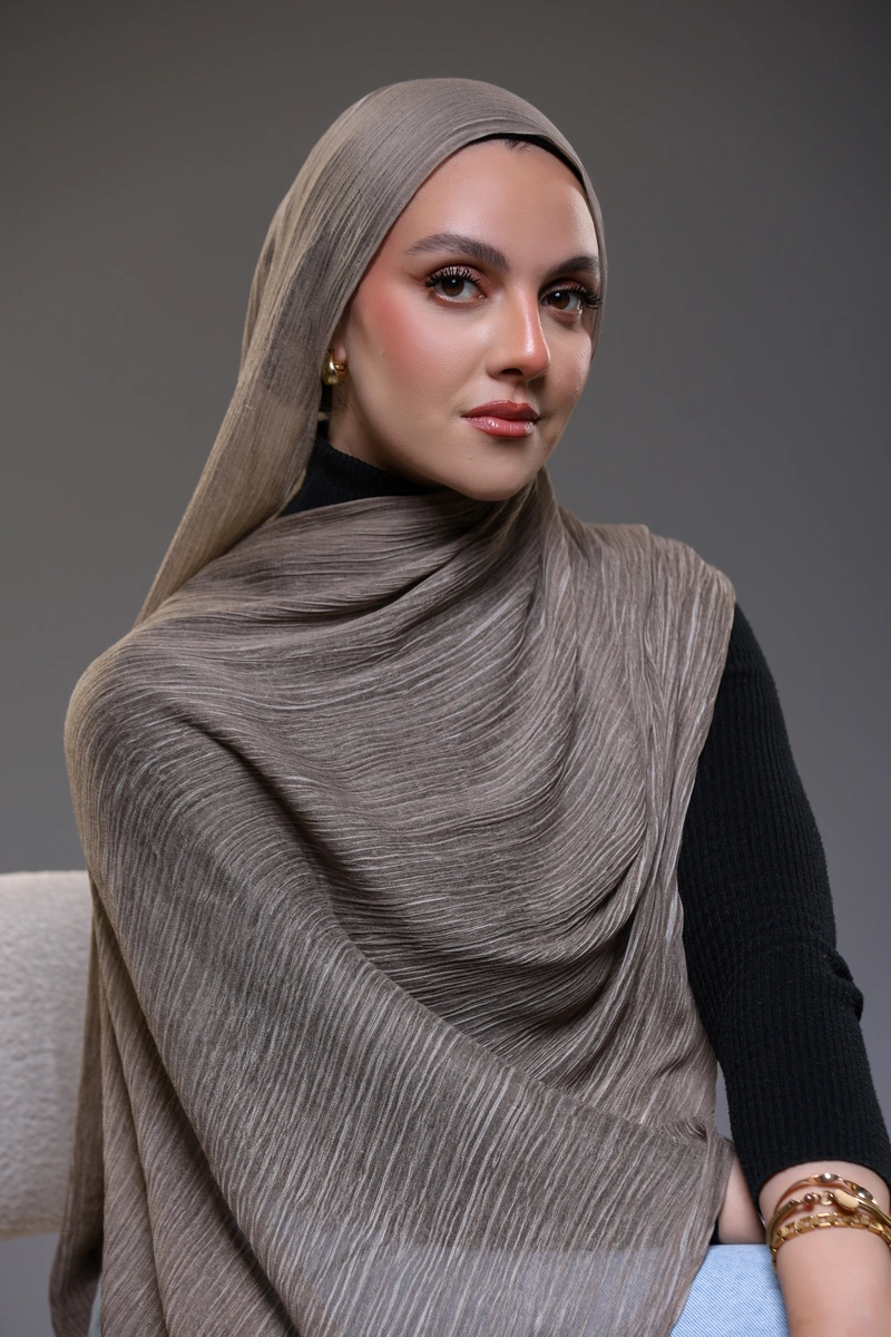 Ruffled Hijab – Latte